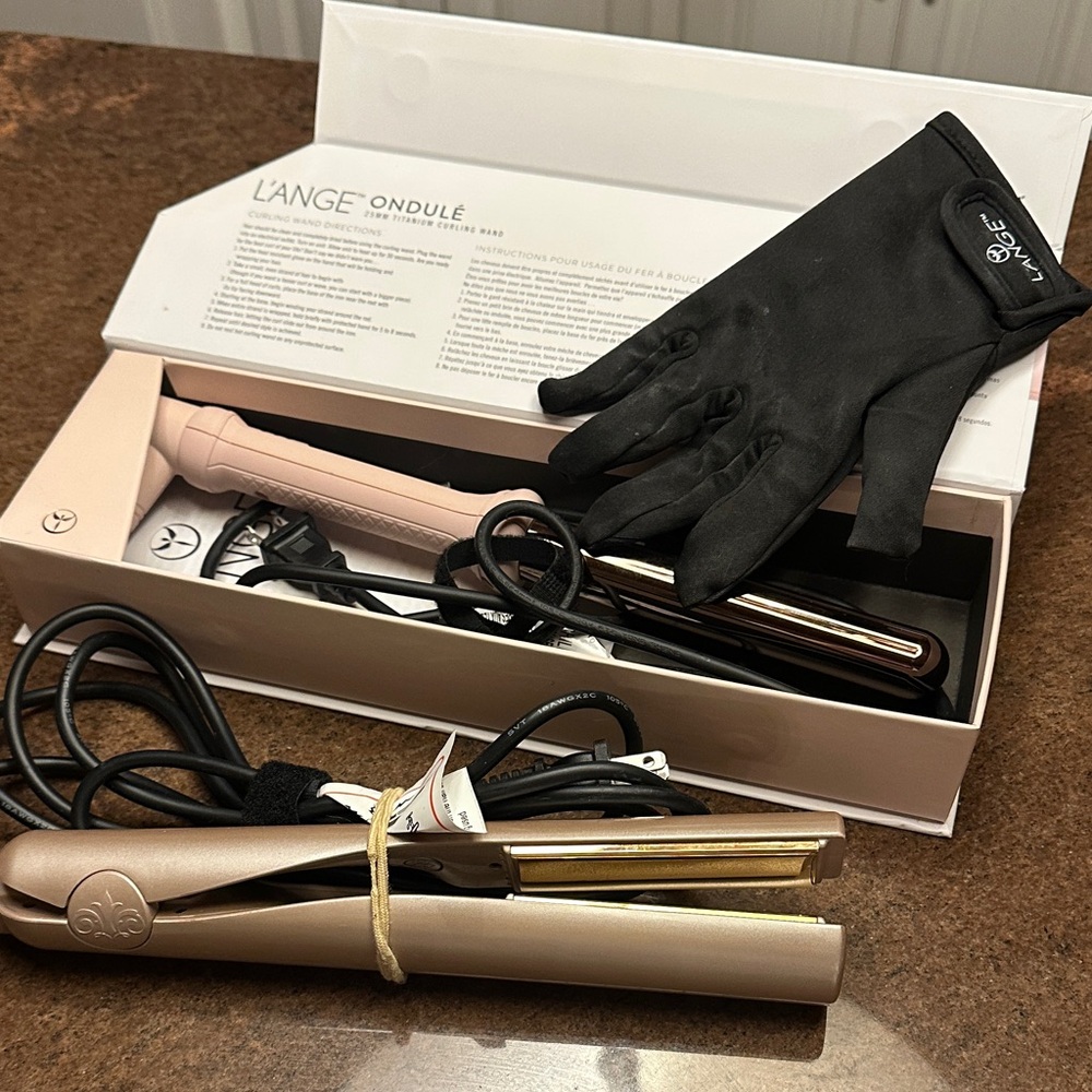 L'ANGE Ondulé Curling Wand/Glove & Thyme curling/straightener Set